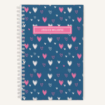 Cute Heart Pencil Doodle Pattern Sweet Love Blue