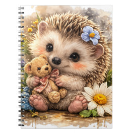 Cuaderno Cute Hedgehog Floral Spiral Notebook