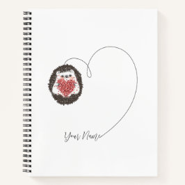 Cuaderno Cute Hedgehog Heart Black White