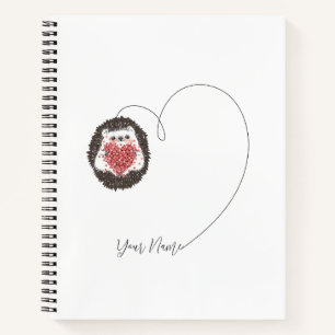 Cuaderno Cute Hedgehog Heart Black White