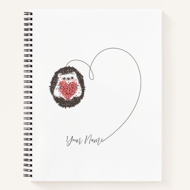 Cuaderno Cute Hedgehog Heart Black White (Anverso)