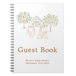 Cuaderno Cute Hens Farm Barn Baby Shower Guest Book