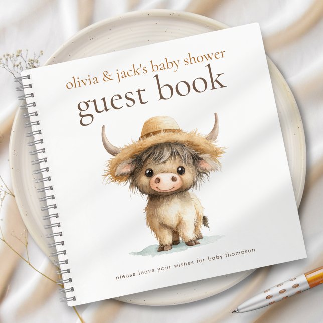 Cuaderno Cute Highland Cow Baby Shower Guest Book (Subido por el creador)