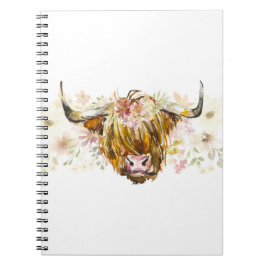 Cuaderno Cute Highland Floral Cow