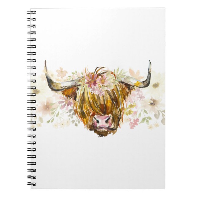 Cuaderno Cute Highland Floral Cow (Frente)
