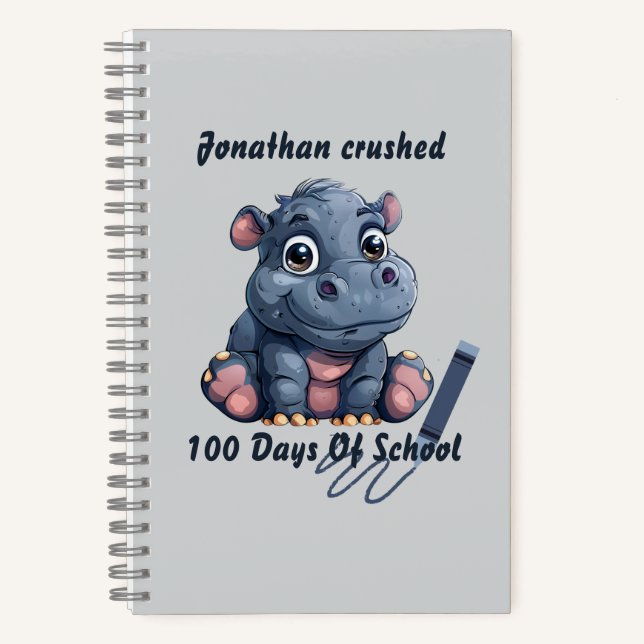 Cuaderno Cute Hippo aplastó 100 días de escuela  (Anverso)