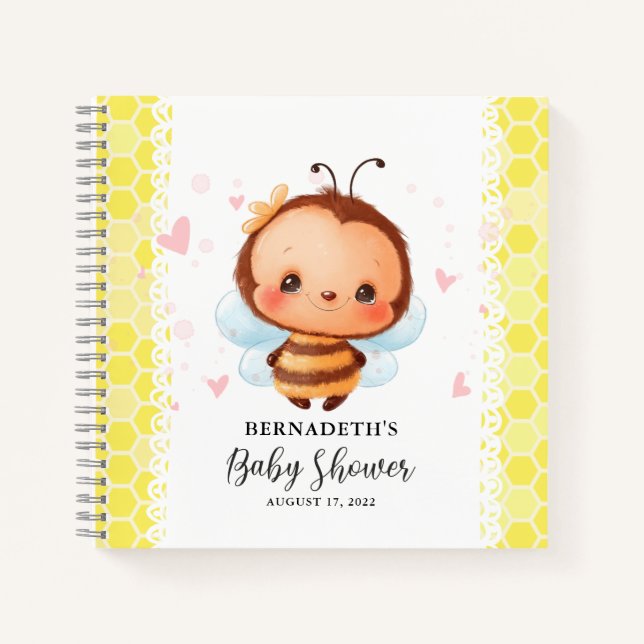 Cuaderno Cute Honey Bumblebee Baby Shower Guest Book (Anverso)