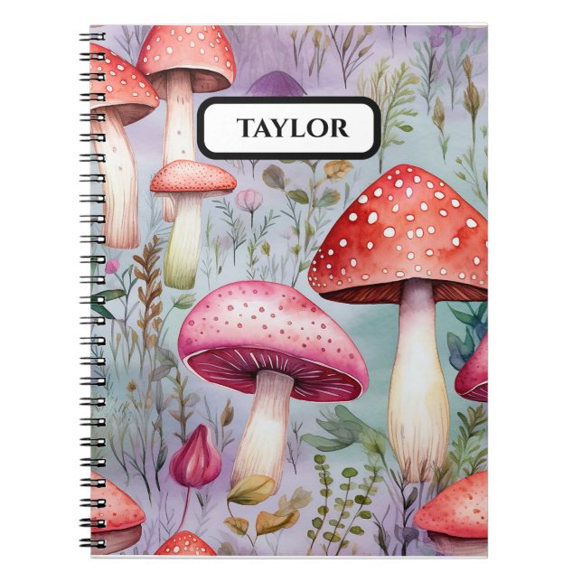 Cuaderno Cute hongo acuarela Selva Rústica (Frente)
