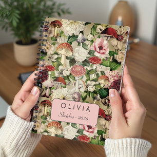 Cuaderno Cute Hongo Floral de Jardín Beige