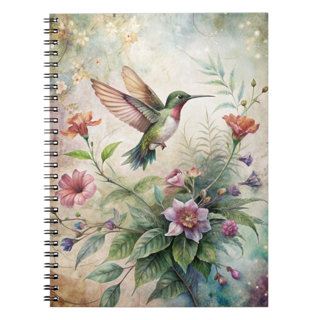 Cuaderno Cute Hummingbird on Flowers (Frente)
