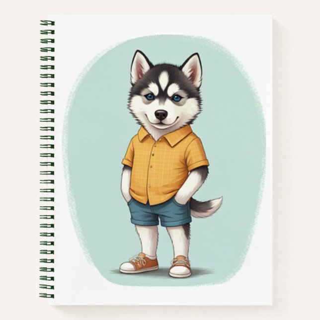 Cuaderno Cute Husky Boy Buddy (Anverso)