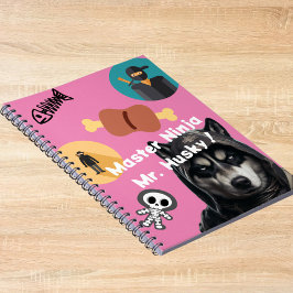 Cuaderno Cute Husky Ninja Notebook Personalized Pink Cover