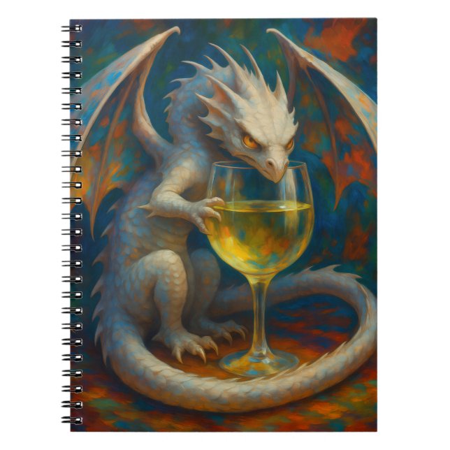 Cuaderno Cute Ivory Dragon & White Wine Fantasy Art (Frente)