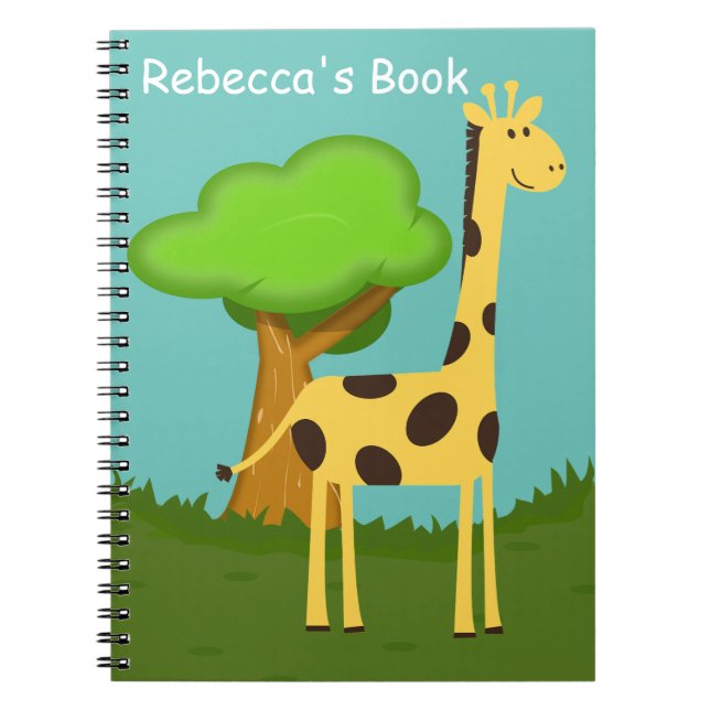 Cuaderno Cute Jirafa y Arte de Árbol Personalizado (Frente)
