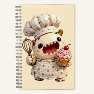 Cuaderno Cute Kawaii 3D Clay Monster Chef Baking Cupcake No