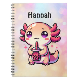 Cuaderno Cute Kawaii Axolotl con té de burbuja personalizad