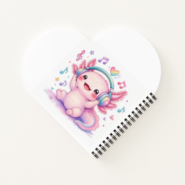 Cuaderno Cute Kawaii Axolotl Monogramado (Reverso)