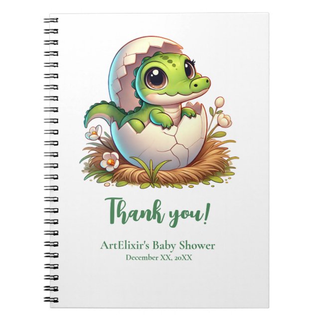 Cuaderno Cute Kawaii Baby Alligator Hatching Baby Shower (Frente)