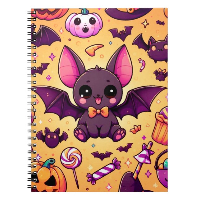 Cuaderno Cute kawaii bat candy halloween (Frente)