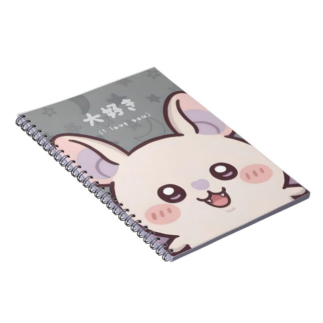 Cuaderno Cute Kawaii Bat Notebook - "Daisuki" (I Love You)  (Lado Derecho)