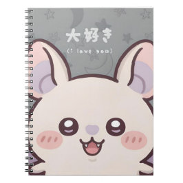 Cuaderno Cute Kawaii Bat Notebook - "Daisuki" (I Love You) 