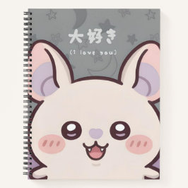 Cuaderno Cute Kawaii Bat Notebook - "Daisuki" (I Love You) 