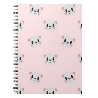 Cuaderno Cute Kawaii Bear Face Pattern on Pastel Pink