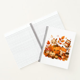 Cuaderno Cute Kawaii Calabaza De Otoño Zorro Búho Animales