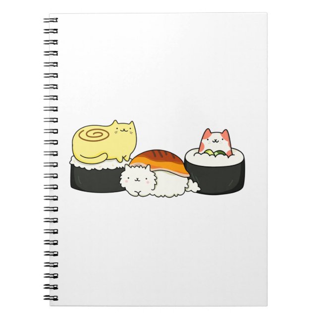 Cuaderno Cute Kawaii Cat-lifornia Sushi Roll (Frente)