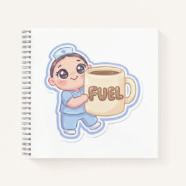 Cuaderno Cute Kawaii Chibi Nurse Giant Coffee Fuel Magnet