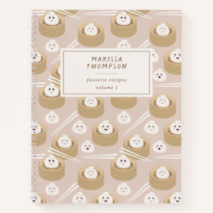 Cuaderno Cute Kawaii Dumplings Receta de palillos de vapor