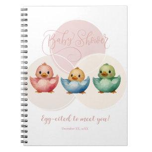 Cuaderno Cute Kawaii Egg Birds Pastel de Baby Shower de col