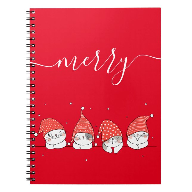 Cuaderno Cute Kawaii Festividades De Gatos En Personalizado (Frente)