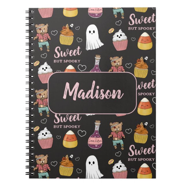 Cuaderno Cute Kawaii Halloween Patrón de dulces para los ni (Frente)