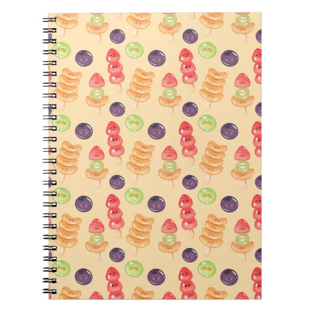 Cuaderno Cute Kawaii Hand-drawn Tanghulu Seamless Pattern (Frente)