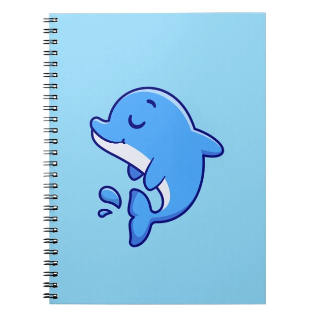 Cuaderno Cute Kawaii Jumping Dolphin Minimalist Illustratio (Frente)