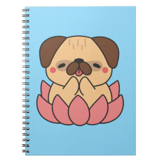 Cuaderno Cute Kawaii Meditating Pug Lotus Flower Zen Dog