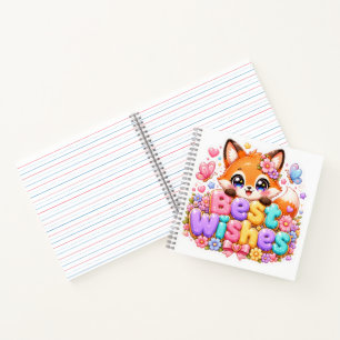 Cuaderno Cute Kawaii Mejores Deseos Zorro Nombre Pastel Ros