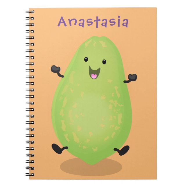Cuaderno Cute kawaii papaya paw personalizado ilustracion (Frente)