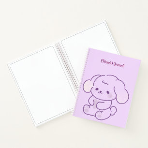 Cuaderno Cute Kawaii Pastel Púrpura Perrito Esponjoso Perso