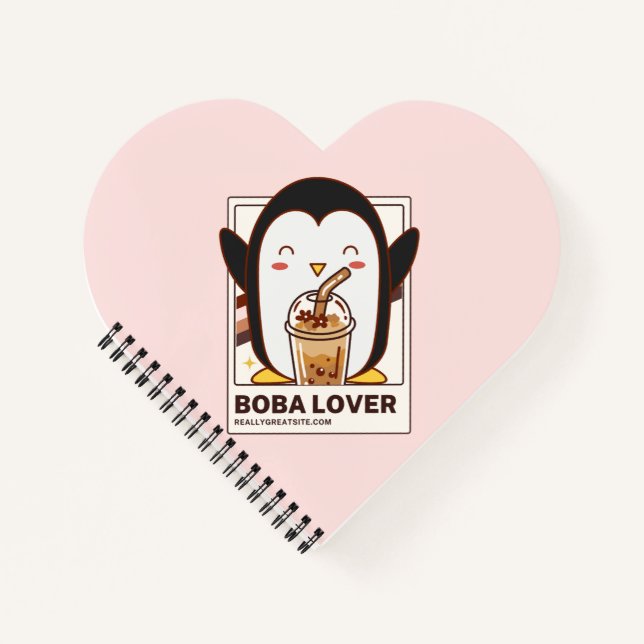 Cuaderno Cute Kawaii Penguin Boba Lover (Anverso)