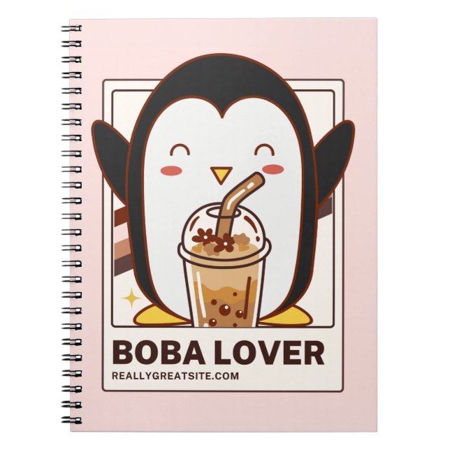 Cuaderno Cute Kawaii Penguin Boba Lover (Frente)