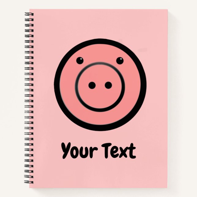 Cuaderno Cute Kawaii Pink Piggy Vector de Cerdo (Anverso)