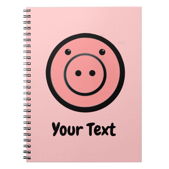 Cuaderno Cute Kawaii Pink Piggy Vector de Cerdo (Frente)