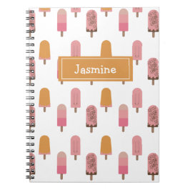 Cuaderno Cute Kawaii Popsicle Iced Pops Lolly Pink Monogram