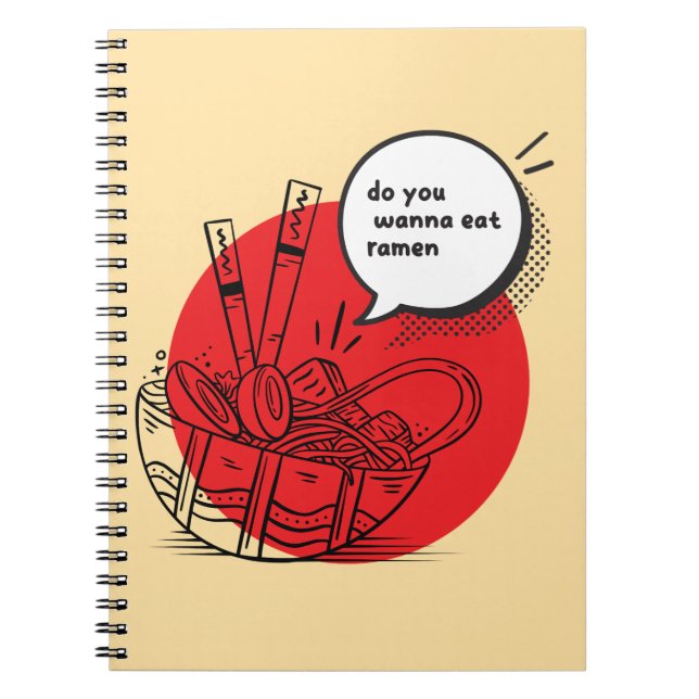 Cuaderno Cute Kawaii Ramen - Divertida Comida Japonesa  (Frente)