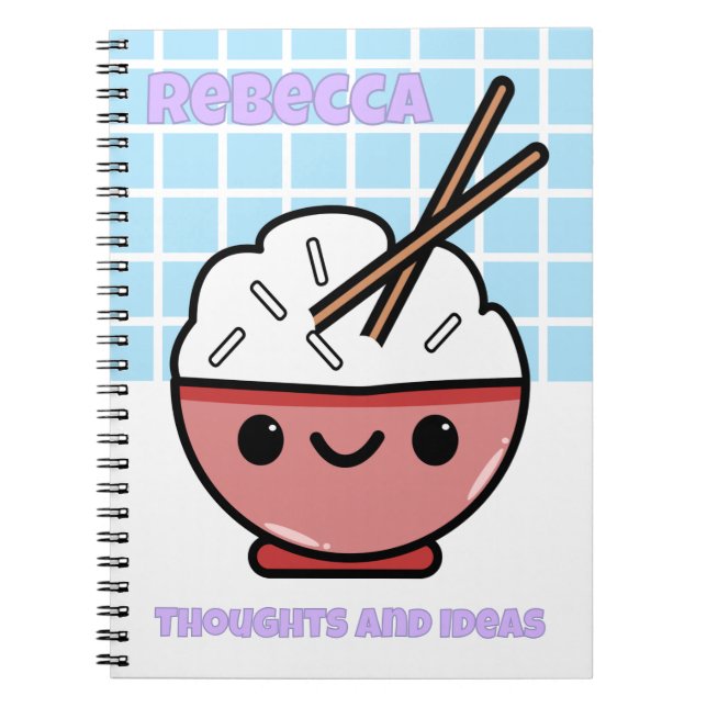 Cuaderno Cute Kawaii Rice Bowl - Personalizado (Frente)