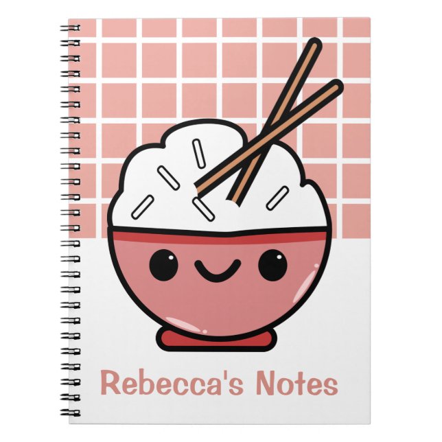 Cuaderno Cute Kawaii Rice Bowl - Personalizado (Frente)
