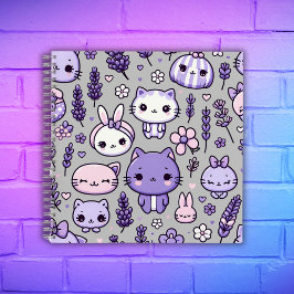 Cuaderno Cute Kawaii tema Lavanda púrpura | Espiral
