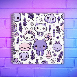 Cuaderno Cute Kawaii tema Lavanda púrpura | Espiral